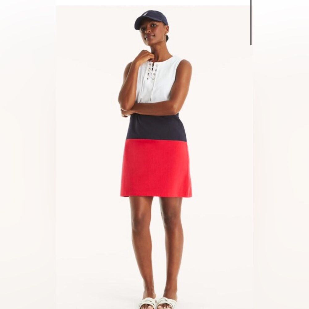 Nautica women’s Colorblock Red and Navy Women's dress NWT